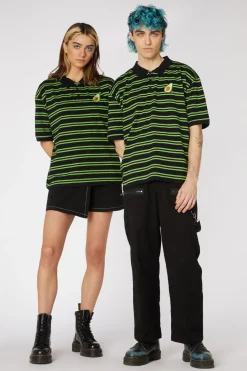 Avocado Stripe Polo Top