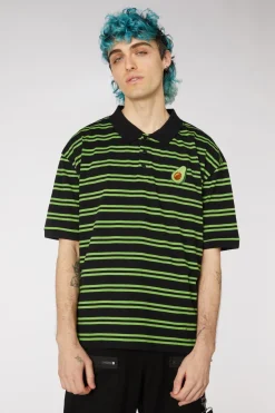 Avocado Stripe Polo Top