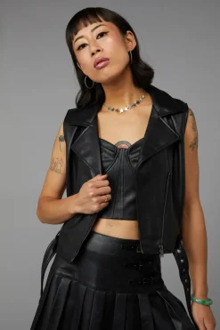Back At It Pu Biker Vest