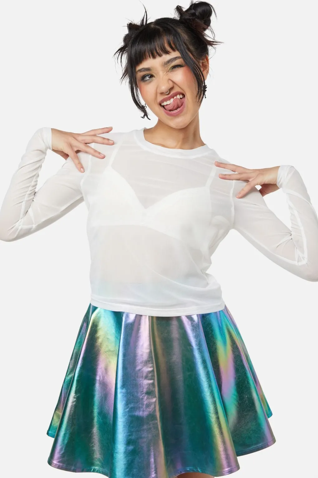 Basic Mesh Long Sleeve Top