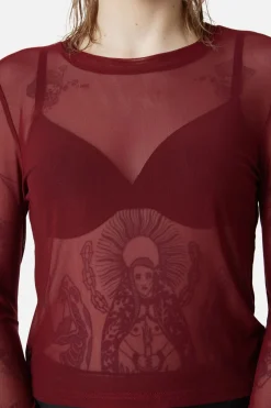 Basic Mesh Long Sleeve Top