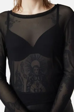 Basic Mesh Long Sleeve Top