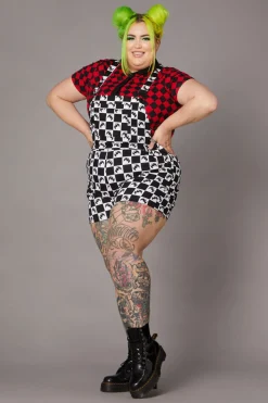 Bat Check Print Goth Overall