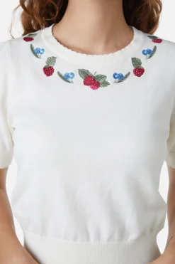 Berry Sweet Emb Knit Top