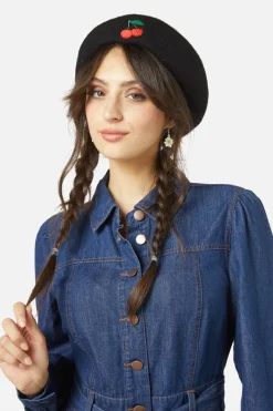 Cherry Embroidered Beret