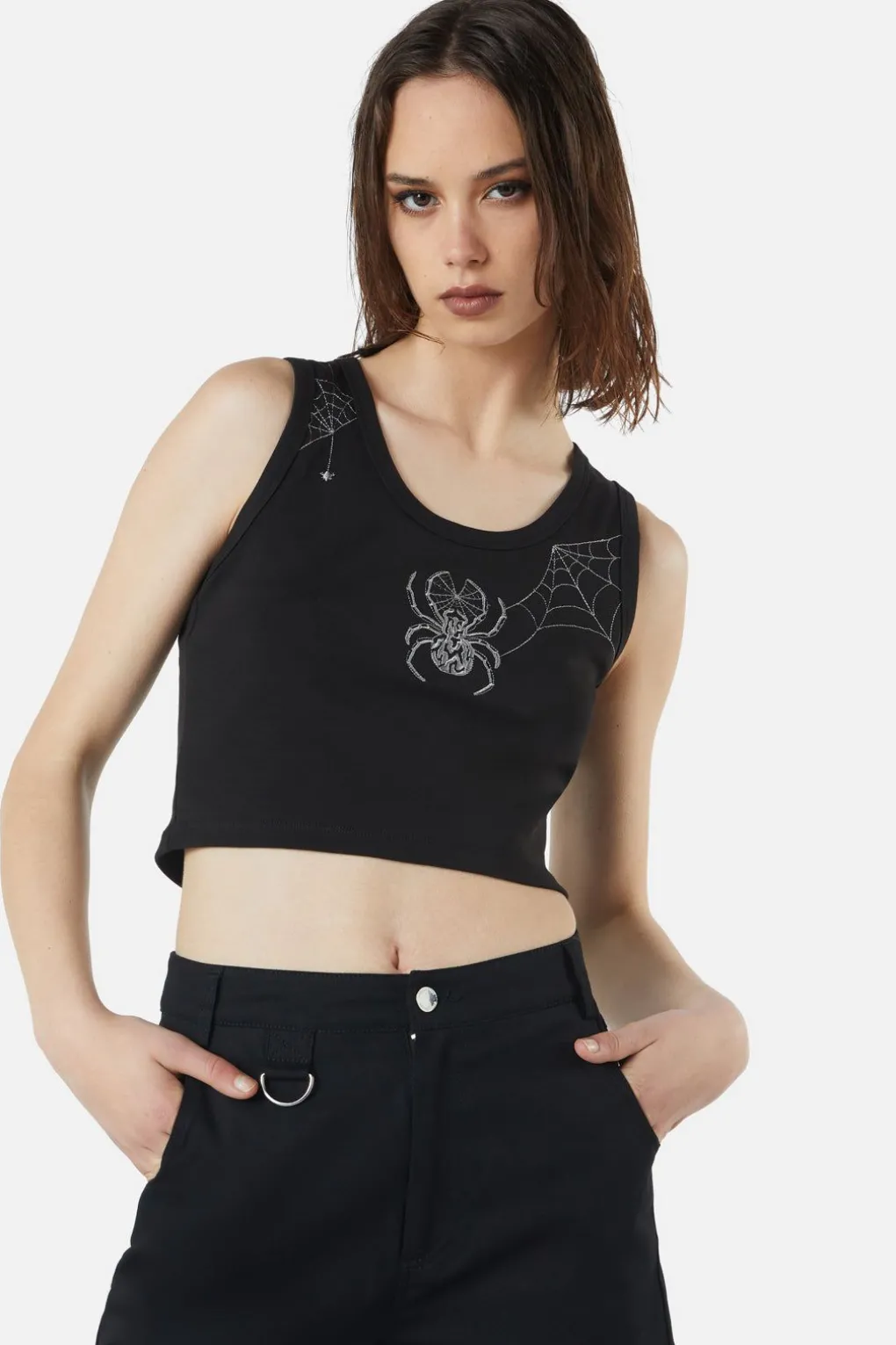 Cobweb Embroidered Tank