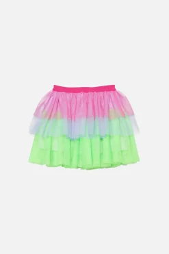 Colour Block Kids Mesh Layered Skirt