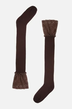 Coloured Lace Top Sock