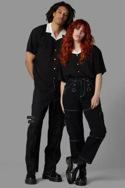 Contrast Collar Short Sleeve Shirt