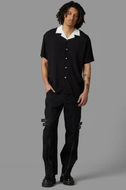 Contrast Collar Short Sleeve Shirt