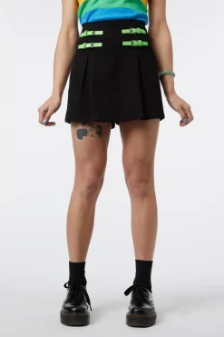 Contrast Green Buckle Skort