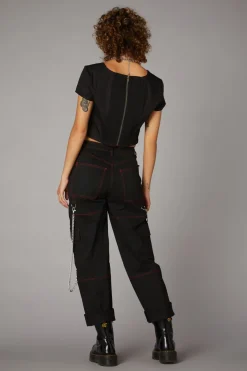 Contrast Stitch Corset Top