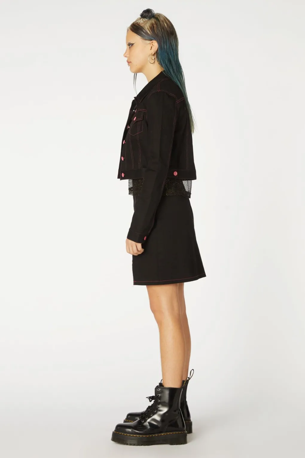 Contrast Stitch Goth Jacket