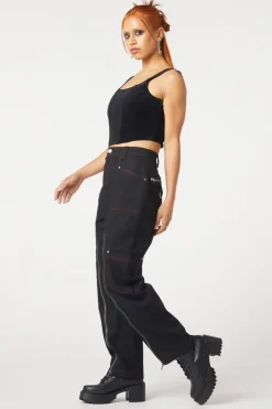 Contrast Stitch Zipper Pant