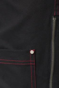 Contrast Stitch Zipper Pant