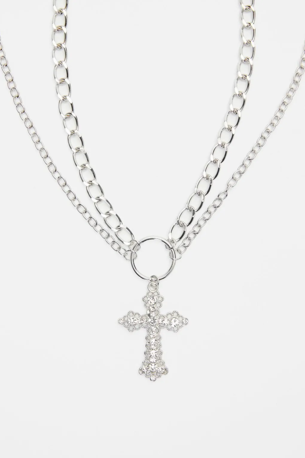 Cross Double Chain Necklace