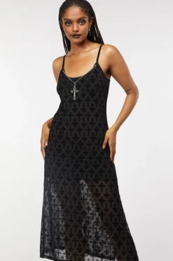 Crucifix Mesh Slip Dress