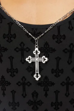 Crucifix Mesh Slip Dress