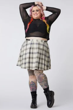 Curve Crescent Tartan Pleat Skirt
