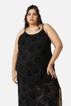 Curve Decaying Days Flock Mesh Dress