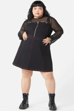 Curve Defrauded Contrast Stitch Pinafore