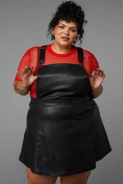 Curve Flamin Embossed Pu Pinafore