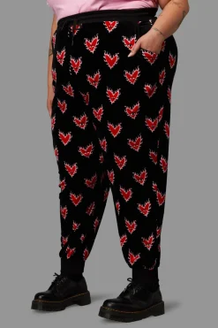 Curve Flamin Hearts Velour Track Pant