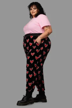 Curve Flamin Hearts Velour Track Pant