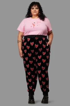 Curve Flamin Hearts Velour Track Pant