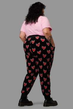 Curve Flamin Hearts Velour Track Pant