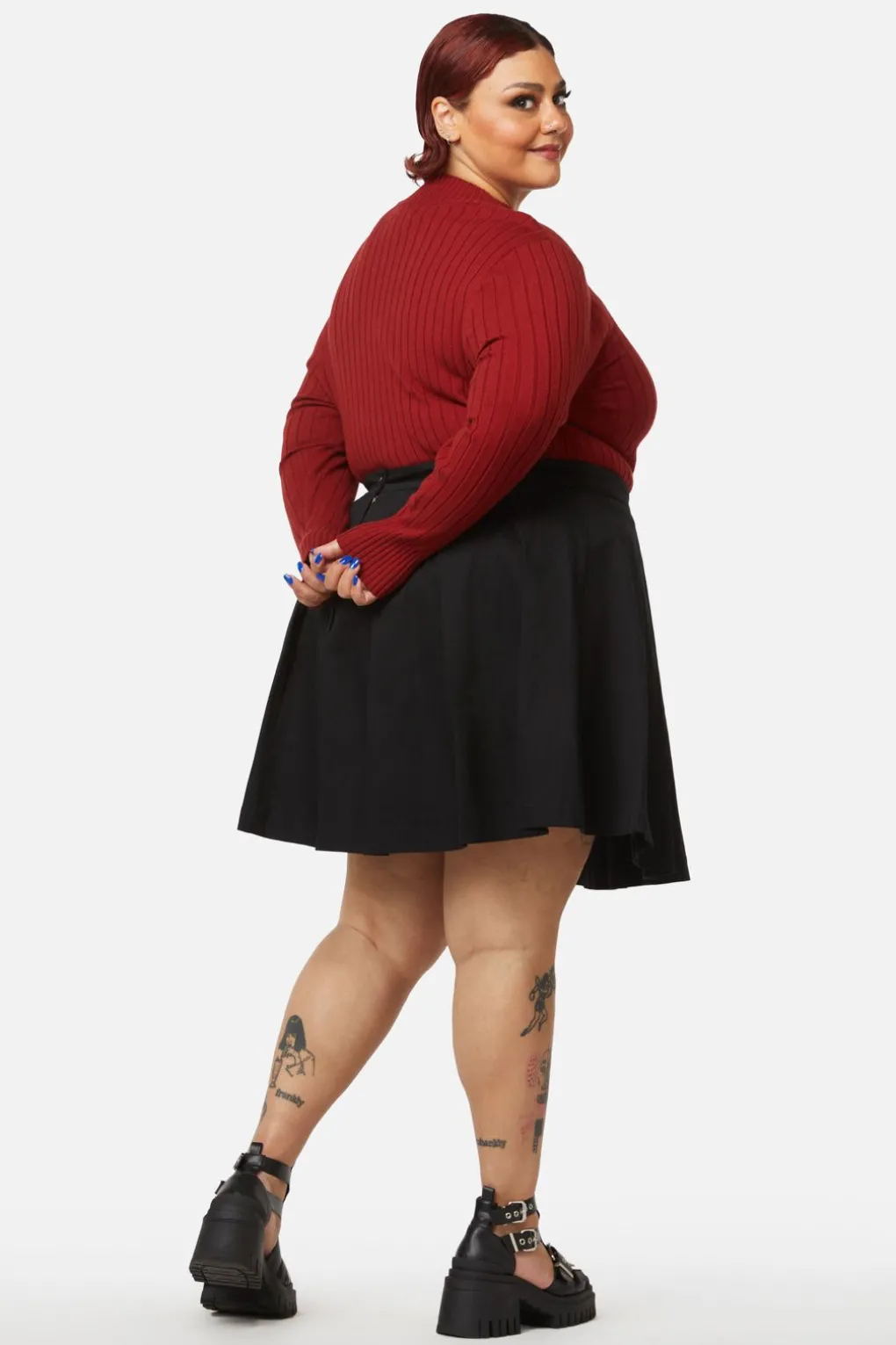 Curve Grave Respect Pleated Skirt