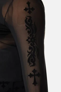 Curve Hail Lilith Flocked Mesh Top