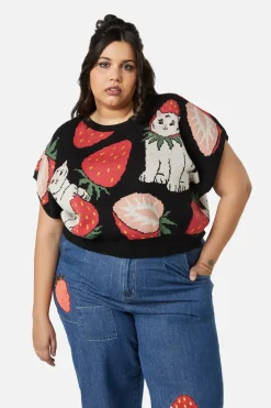 Curve Kitty Kisses Knit Top