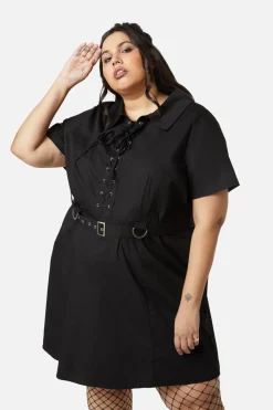 Curve Metal Collar Tip Punk Dress