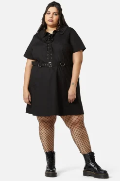 Curve Metal Collar Tip Punk Dress