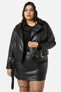 Curve Ornate Metal Pu Jacket
