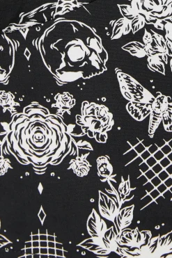 Curve Romantic Skull Print Blouse