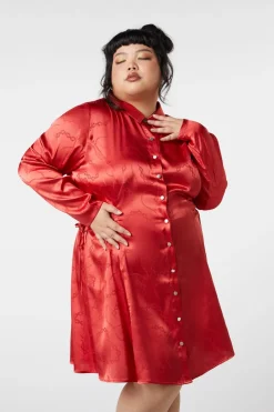 Curve Under Sentence Satin Dress