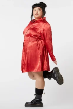Curve Under Sentence Satin Dress