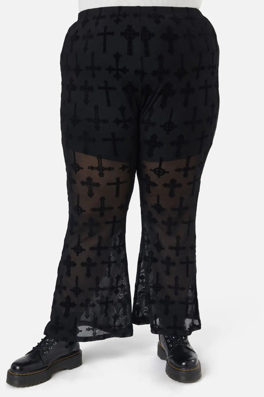 Curve Vowed Flocked Mesh Pant
