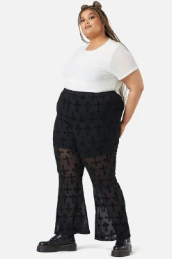 Curve Vowed Flocked Mesh Pant