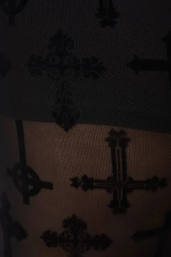 Curve Vowed Flocked Mesh Pant