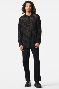 Decaying Days Flocked Mesh Long Sleeve Shirt