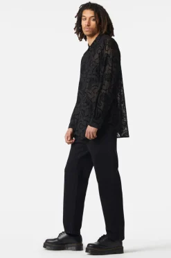 Decaying Days Flocked Mesh Long Sleeve Shirt