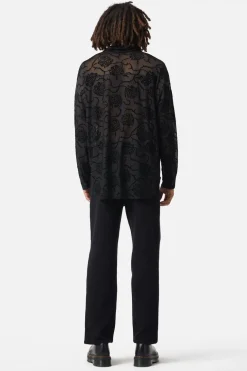 Decaying Days Flocked Mesh Long Sleeve Shirt