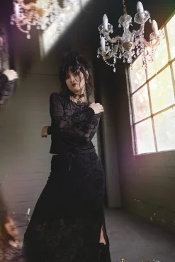 Decaying Days Flocked Mesh Top