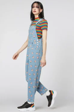 Denim Peach Long Overall