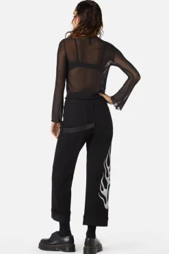 Diamante Leave Me Alone Mesh Flare Sleeve Top