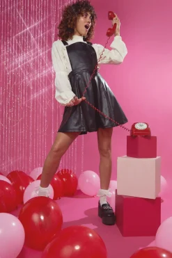 Flamin Embossed Pu Pinafore