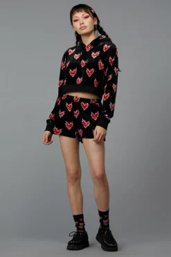 Flamin Hearts Velour Hoodie